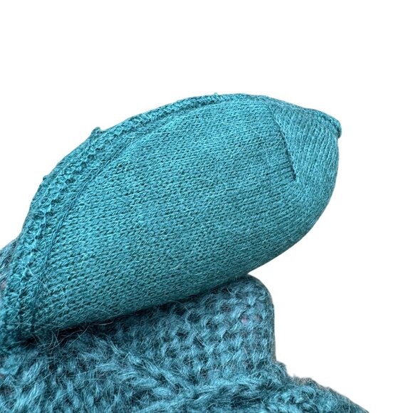 Lizwear Vintage 80s 90s Hand-Knitted Teal Wool Blend Cable‎ Knit Crop Sweater SP - Picture 11 of 11